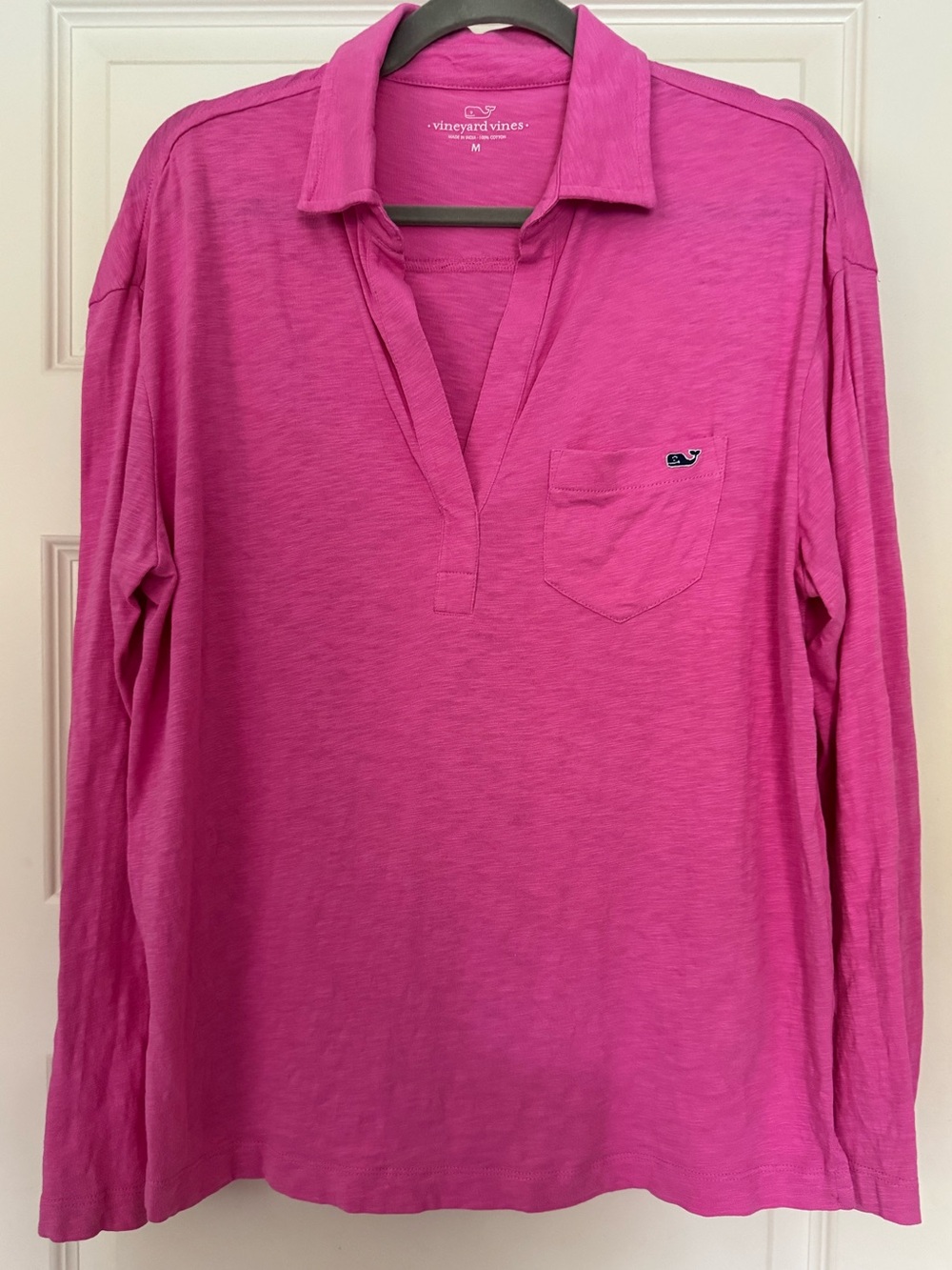Vineyard Vines Women’s Medium Pink Slub Cotton Collared Pullover Shirt